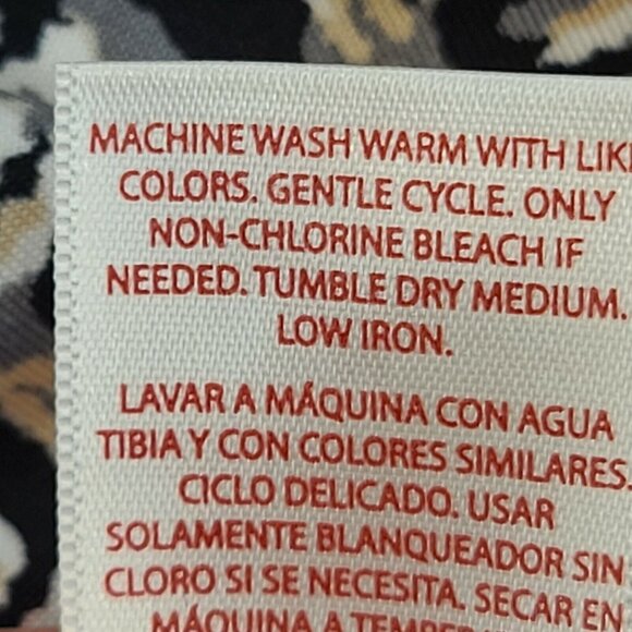 Faded Glory Top Womens Medium Brown Black Print Knit Popover Collared Casual - Picture 12 of 12